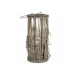 Lucerna se skleněným válcem z bambusových stonků s listy