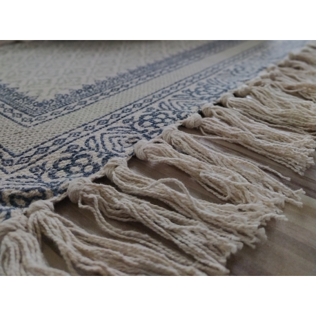 Krémový bavlněný koberec s šedými ornamenty