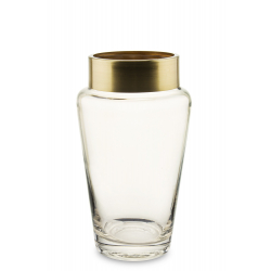 Skleněná váza čirá, zlatý lem