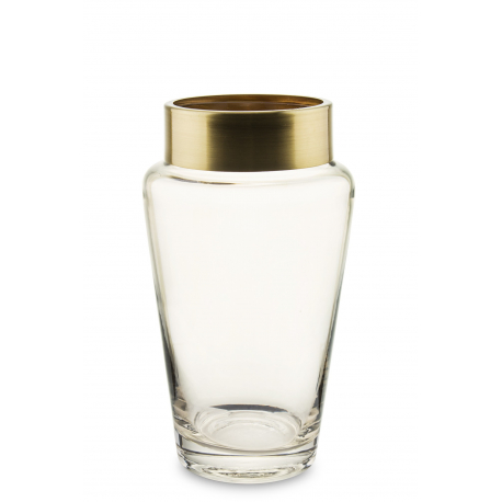 Skleněná váza čirá, zlatý lem